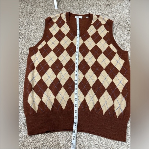 Peter Millar Vest Mens XL Brown Argyle Pullover Golf Outdoor 100% Merino Wool - Picture 7 of 8